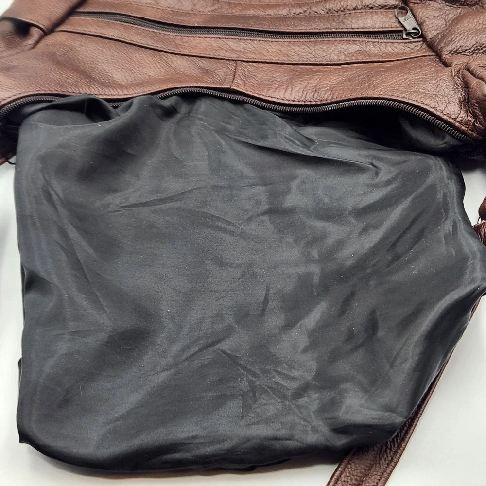 Vintage Genuine‎ Leather Hobo Shoulder Bag Brown 14x10 Made in Mexico